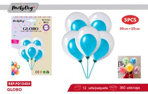 GLOBOS LATEX DOBLE AZUL 5PCS