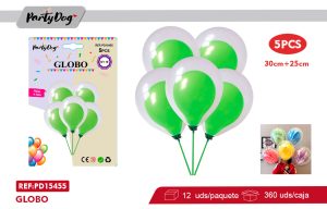 GLOBOS LATEX DOBLE VERDE 5PCS