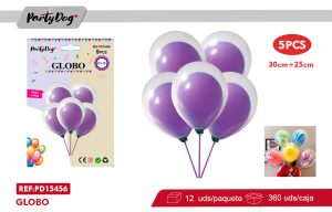 GLOBOS LATEX DOBLE MORADO 5PCS