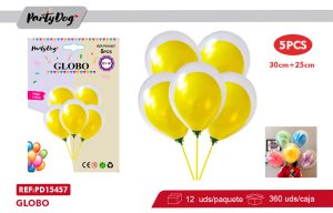 GLOBOS LATEX DOBLE AMARILLO 5PCS