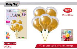 GLOBOS CROMADO DOBLE DORADO 5PCS