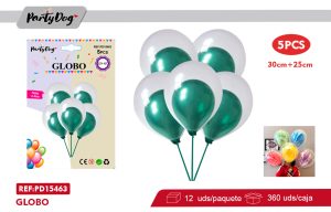 GLOBOS CROMADO DOBLE VERDE 5PCS