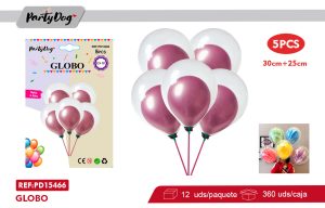 GLOBOS CROMADO DOBLE ROJO 5PCS
