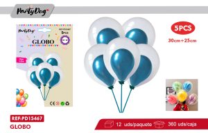 GLOBOS CROMADO DOBLE AZUL 5PCS