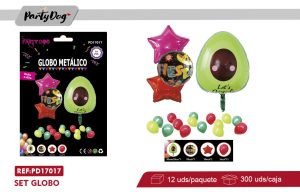 SET DE GLOBOS METALIZADO AGUACATE 19PCS