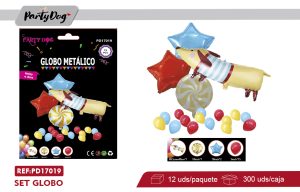 SET DE GLOBOS METALIZADO PERRITO 19PCS