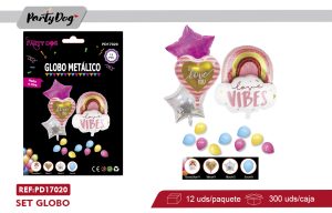 SET DE GLOBOS METALIZADO NUBE I LOVE YOU 13PCS