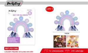 SET DE GLOBOS LATEX PASTEL ARCOIRIS 13PCS