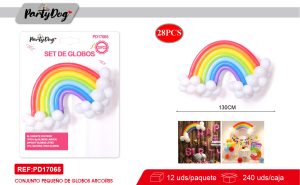 SET DE GLOBOS LATEX ARCOIRIS 28PCS