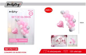 SET DE GLOBOS CADENA ROSADO 25PCS