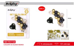 SET DE GLOBOS CADENA NEGRO 25PCS