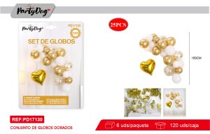 SET DE GLOBOS CADENA DORADO 25PCS