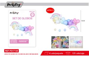 SET DE GLOBOS CADENA ARCOIRIS 107PCS