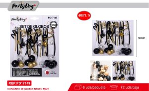 SET DE GLOBOS LARGO NEGRO 40PCS
