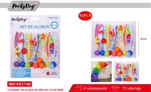 SET DE GLOBOS LARGO COLORES 51PCS