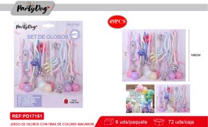 SET DE GLOBOS LARGO PASTELES COLORES 49PCS