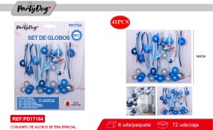 SET DE GLOBOS LARGO ASTRONAUTA 41PCS