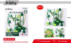 SET DE GLOBOS LARGO DINOSAURIO 33PCS