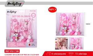 SET DE GLOBOS LARGO UNICORNIO  56PCS