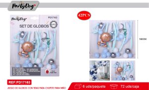 SET DE GLOBOS LARGO BABY SHOW NIÑOS 42PCS
