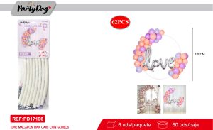 SET DE GLOBOS ARCO REDONDO LOVE PASTEL 62PCS
