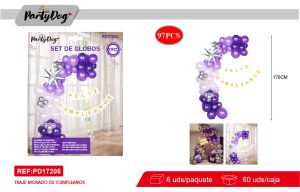 SET DE GLOBOS CADENA ESTRELLA FELIZ CUMPLEAÑOS 97PCS