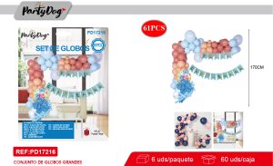 SET DE GLOBOS CADENA FELIZ CUMPLEAÑOS 61PCS