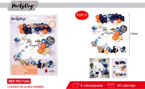 SET DE GLOBOS CADENA ASTRONAUTA 52PCS