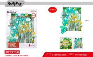 SET DE GLOBOS CADENA DINOSAURIO 48PCS