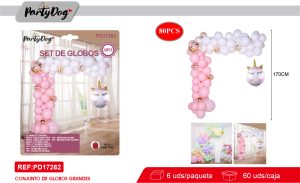 SET DE GLOBOS CADENA UNICORNIO 80PCS