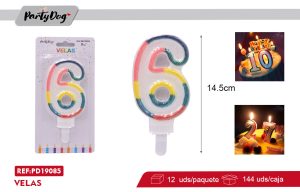 VELA NUMEROSA GLITTER 14.5CM 6