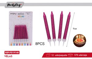 VELAS FELIZ CUMPLEAÑOS MORADO 8PCS