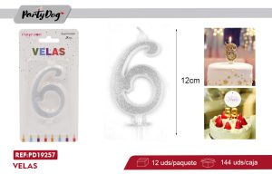 VELA NUMEROSA 12CM PLATEADO 6
