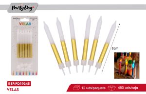 VELAS METALICA FELIZ CUMPLEAÑOS 6PCS BLANCO
