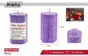 VELA PILAR FLUOR 5*7.5CM MORADO X 12 UNI