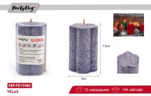 VELA PILAR FLUOR 5*7.5CM GRIS X 12 UNI