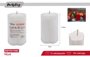 VELA PILAR FLUOR 5*7.5CM BLANCO X 12 UNI