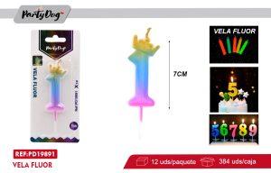 VELAS NUMEROS FLUOR CORONA 1