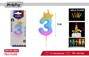 VELAS NUMEROS FLUOR CORONA 3
