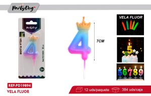 VELAS NUMEROS FLUOR CORONA 4