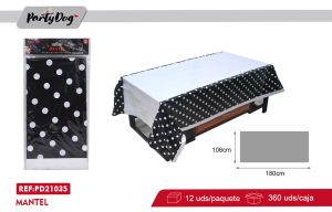 MANTEL PLASTICO PUNTO 108*180CM NEGRO