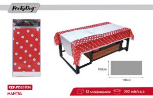 MANTEL PLASTICO PUNTO 108*180CM ROJO
