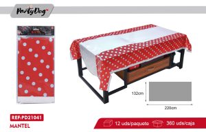 MANTEL PLASTICO PUNTO 132*220CM ROJO