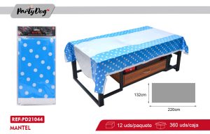 MANTEL PLASTICO PUNTO 132*220CM AZUL