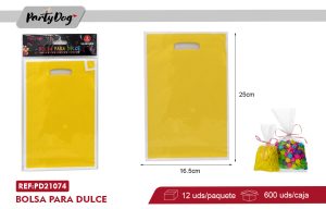 BOLSA PARA DULCE 16.5*25CM 8PCS AMARILLO