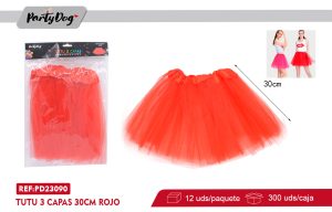 TUTU 3 CAPAS 30CM ROJO