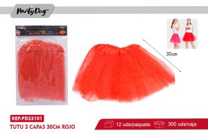TUTU GLITTER 3 CAPAS 30CM ROJO