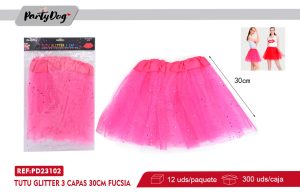 TUTU GLITTER 3 CAPAS 30CM FUCSIA