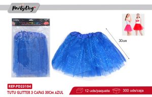 TUTU GLITTER 3 CAPAS 30CM AZUL