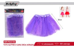 TUTU GLITTER 3 CAPAS 30CM MORADO